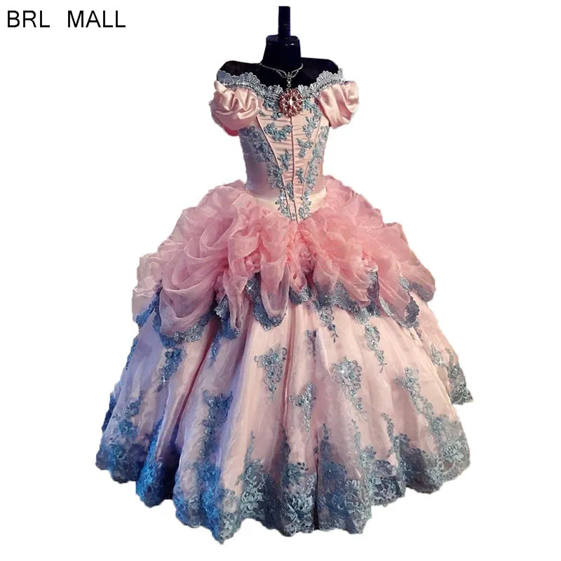 Розовые блестящие платья с оборками и баской для девочек свадебные кружевные