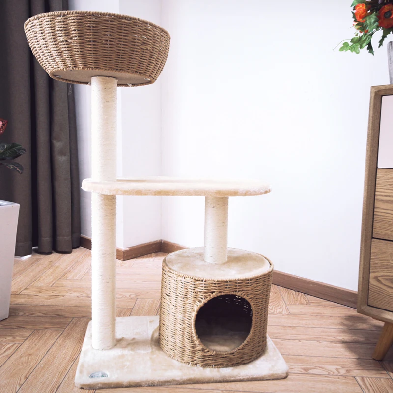Cat Climbing Frame Big Cat Litter Cat Tree Sisal Hand-woven Cat Scratch Board Jumping Platform Cat House Climbing Cat - Цвет: Синий
