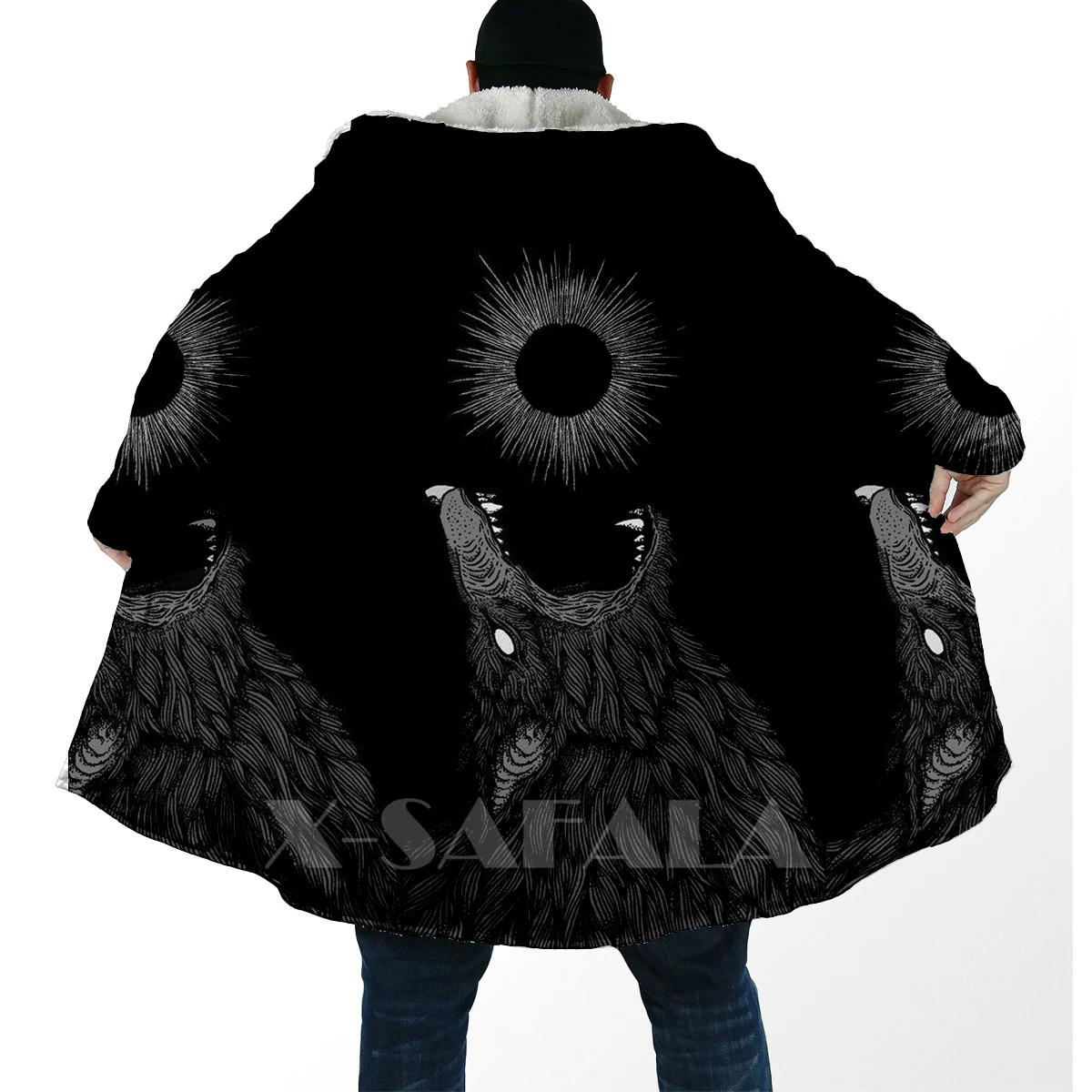 Толстая теплая накидка с капюшоном для женщин и мужчин пальто драконом волка