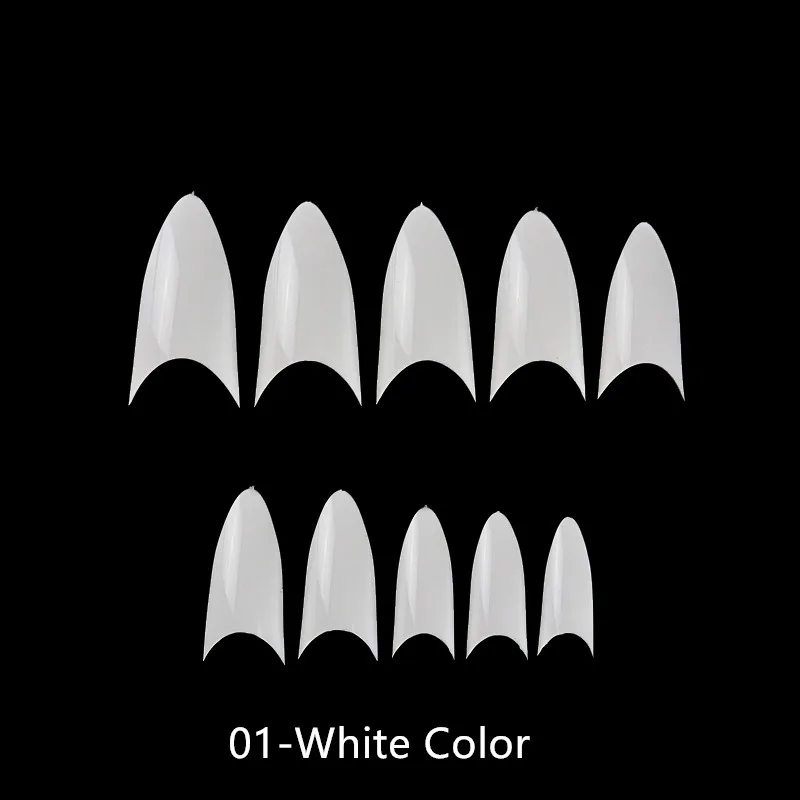 01-White 100 шт./кор. накладные ногти Типсы полного покрытия овальной стилет 3D накладные ногти натуральный прозрачный белый накладные ногти - Цвет: 01-White