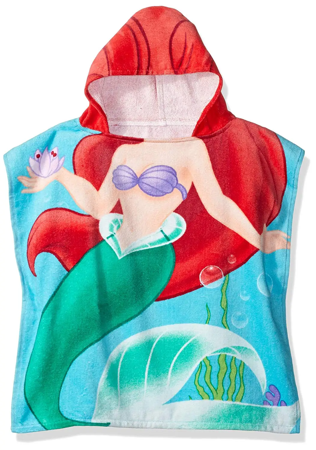 Зеленый New Children Mermaid Cute Cartoon Hooded Cloak Beach Towel Animal Printed Microfiber Baby Boys Girls Kids Swimming Bath Towel - Цвет: Зеленый