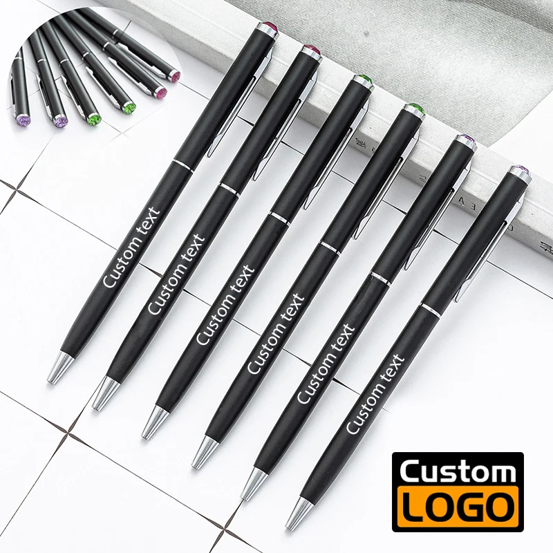

Metal Ballpoint Pen Diamond Accessories Exquisite Gift Pen Signature Pen School Office Supplies Black Ink Custom Logo Wholesale