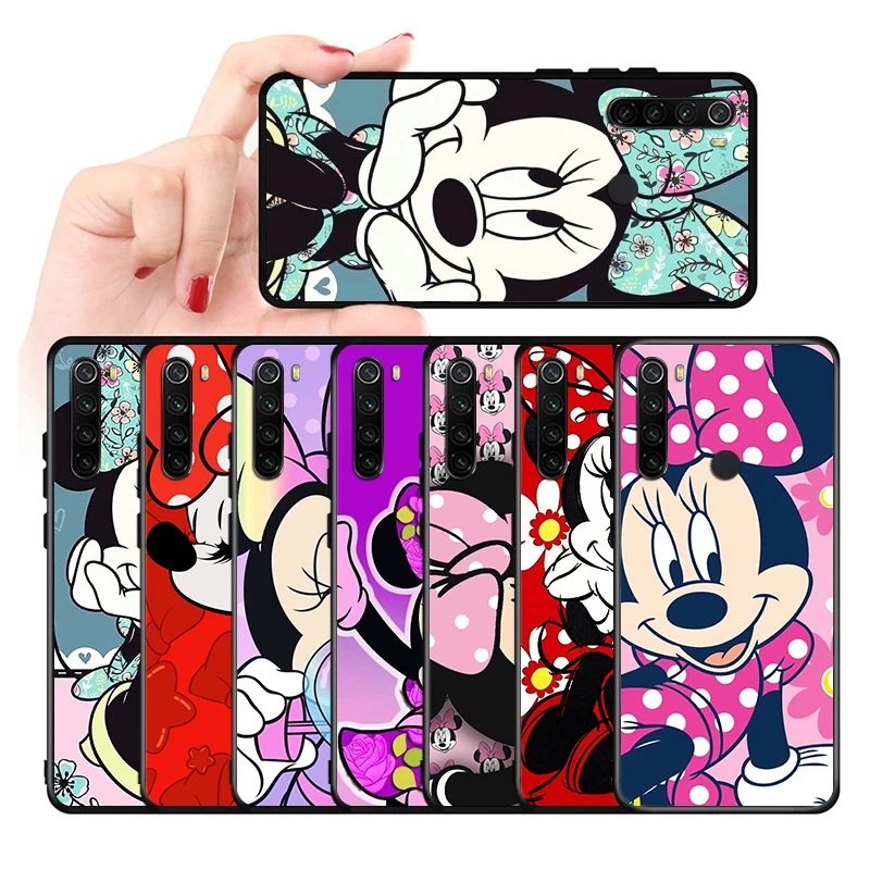 

For Xiaomi Redmi Note 5A 5 6 7 8T 8 9T 9S 9 10 10S 11 Prime Pro Max Plus Disney Minnie Mouse Cute Black Soft TPU Phone Case