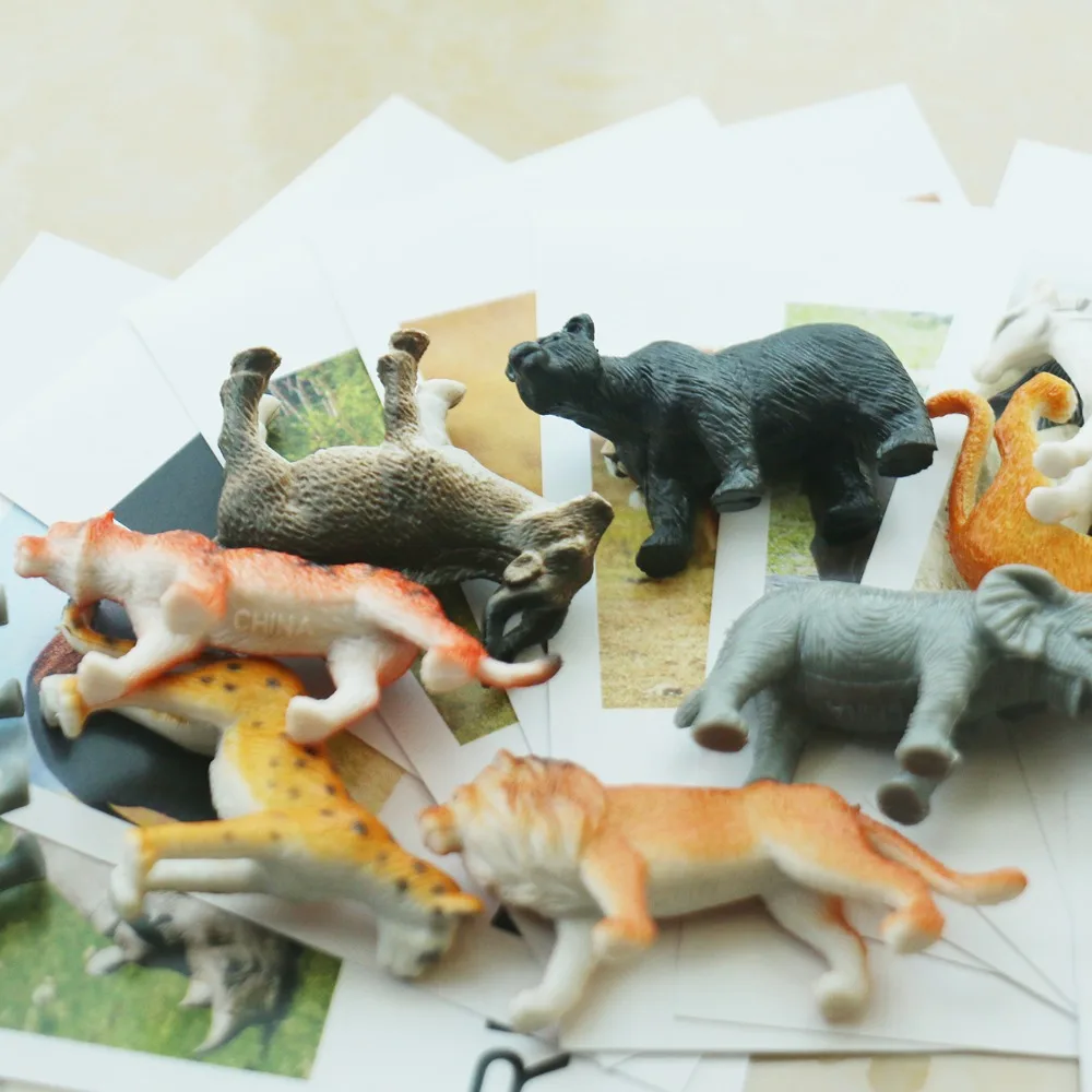 Языковые материалы Монтессори карточки с животными Обучающие Детские игрушки