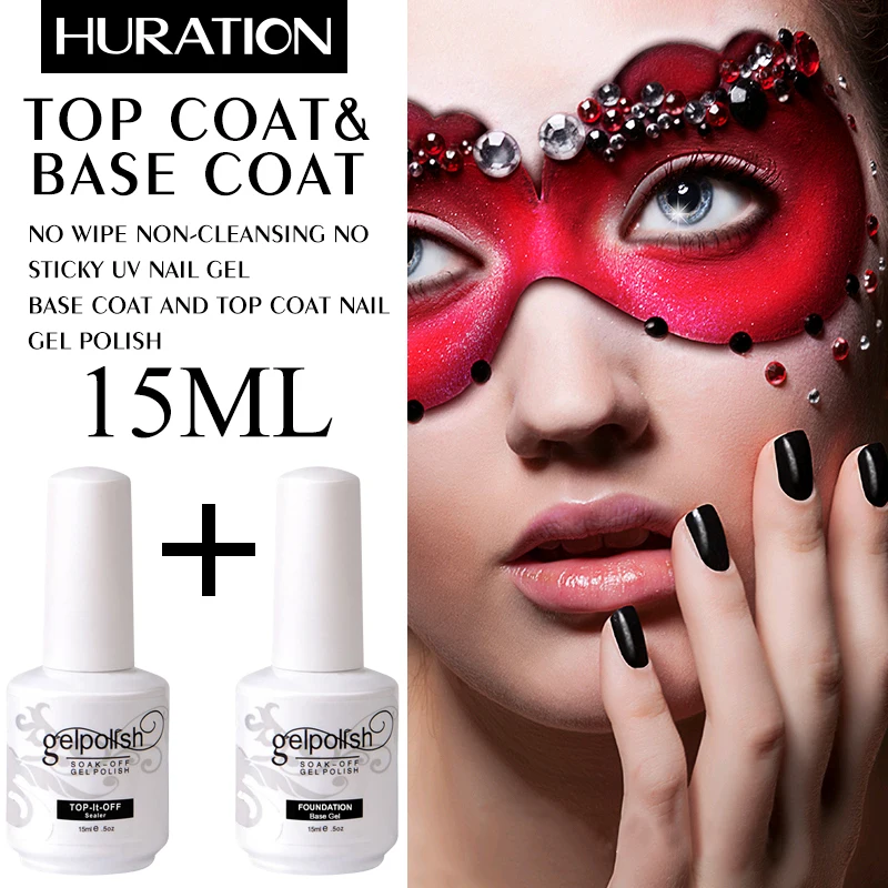 Huration 15 мл верхнее и базовое пальто ультафиолетовый гель праймер Basecoat Комплект