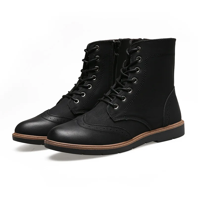 Классические уличные мужские ботинки Aleafalling высокие на плоской подошве со