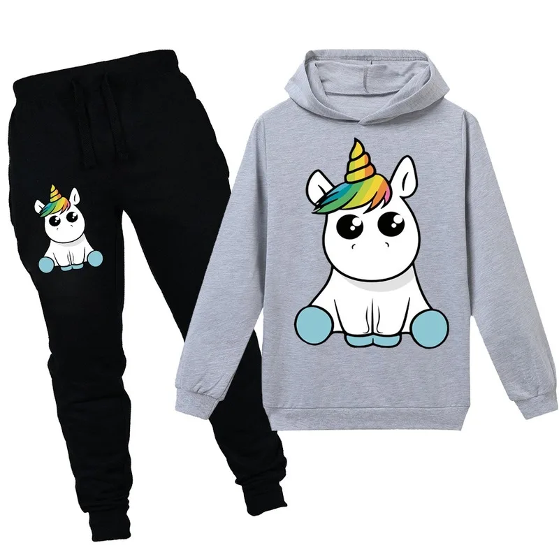 Для мальчиков и девочек Сезон осень зима единорог с капюшоном кофта длинными
