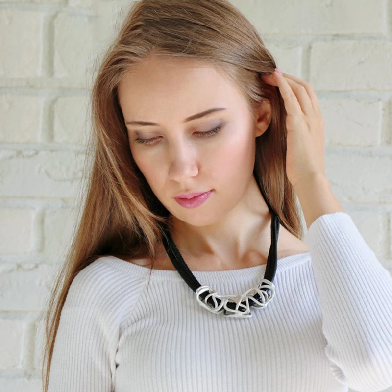 Лидер продаж женское черное кожаное ожерелье чокер с подвеской ожерелья и