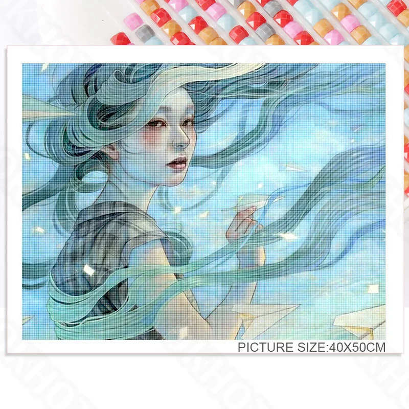 

Diy Diamond Painting Cold World-Weary Figure Painting Round Diamond Square Diamond 5D Rhinestone Home Gift Decoration Painting