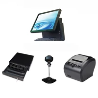pos terminal all in one high quality point of sales whole set computer black white 15 touch screen pos system