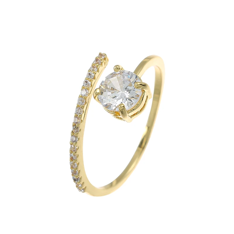 

L'amour&ma Luxury Adjustable Round Crystal Ring Multicolor Opening Rings For Women New Design Jewelry Engagement Wedding