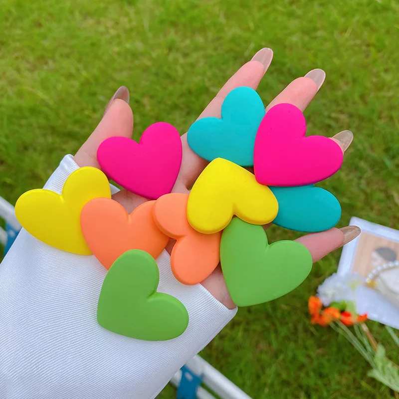 

Girly New Candy Color Love Earrings Ladies Simple Design Cute Earrings Four Seasons All-Match Fashion Color Jewelry Earrings