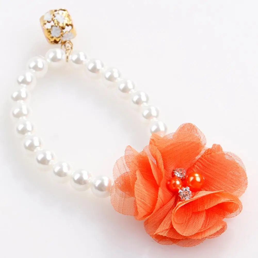 

Pearl Collar for Pet with Bell Flower Pendant Pet Dog Cat Jewelry Necklace Accessories 22-40cm