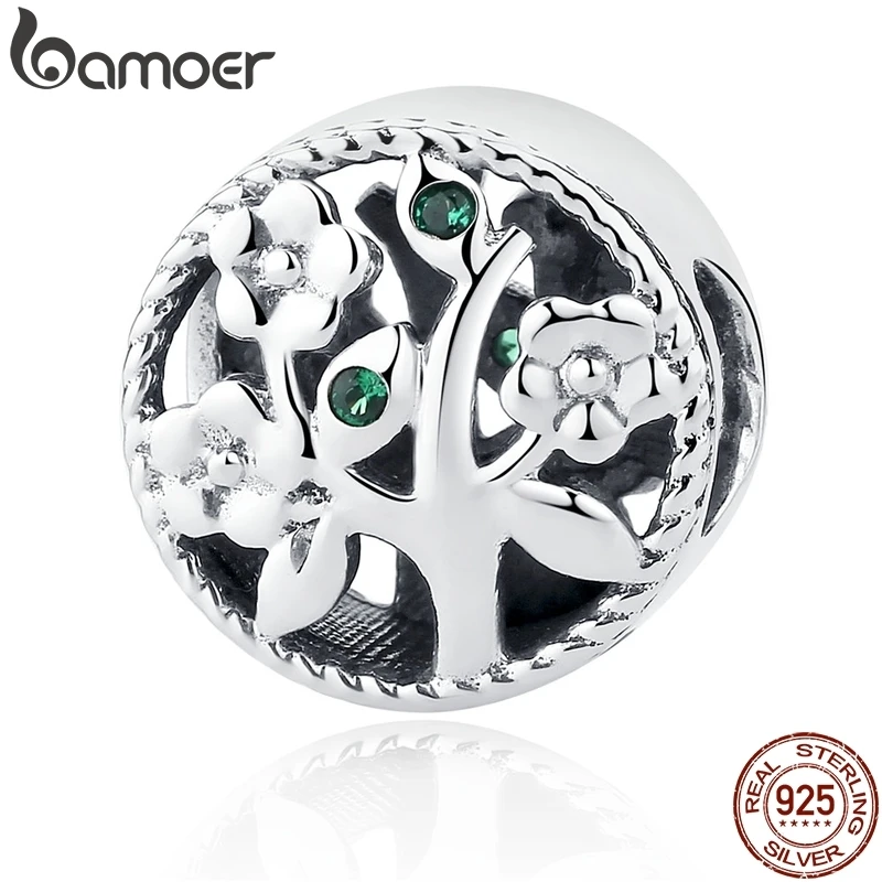 BAMOER, мода, 925 пробы, серебро, дерево жизни, бусины, Подвески, подходят для браслетов, для женщин, изготовление бусин и ювелирных изделий, сделай сам SCC115