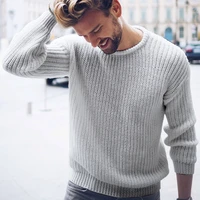 men sweater autumn winter mens pullover 2021 solid color knitted top large size mens clothing long sleeve casual sweater tops