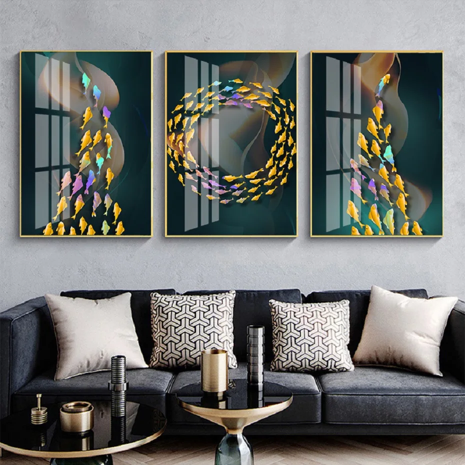 

Абстрактная цветная рыба, школьная Картина на холсте, Настенная картина для гостиной, дети, рождественский подарок, декор для комнаты