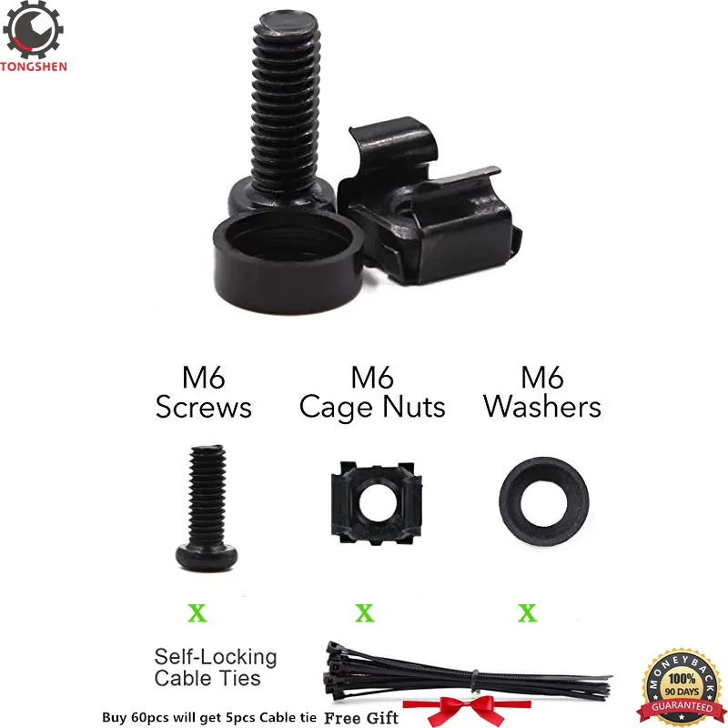 

M6 Rack Mount Cage Nuts Screws and Washers for Rack Mount Server Cabinet Rack Mount Server Shelves Routers Rack Mount Screws
