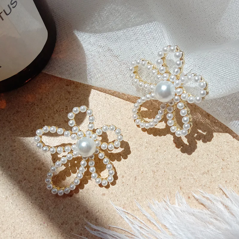 2020 элегантные большие серьги гвоздики из искусственного жемчуга с полыми