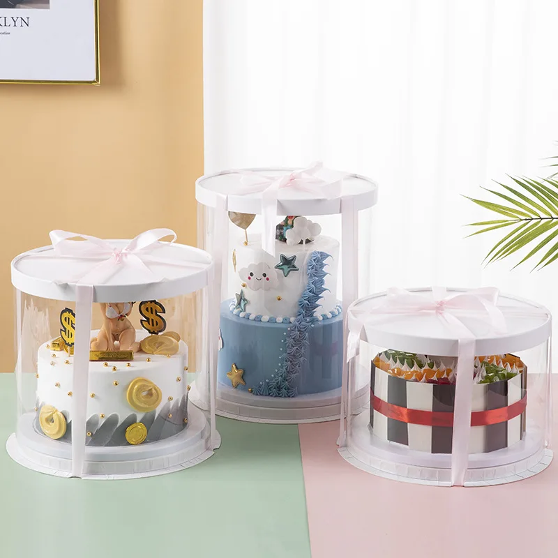 Plastic Pattern See Through Gift Flower Bakery Package Box  Caja De Pastel Redonda