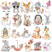 iron on transfers cute animal cat patches for kids clothing unicorn applique heat transfer vinyl rabbits patch thermal stickers