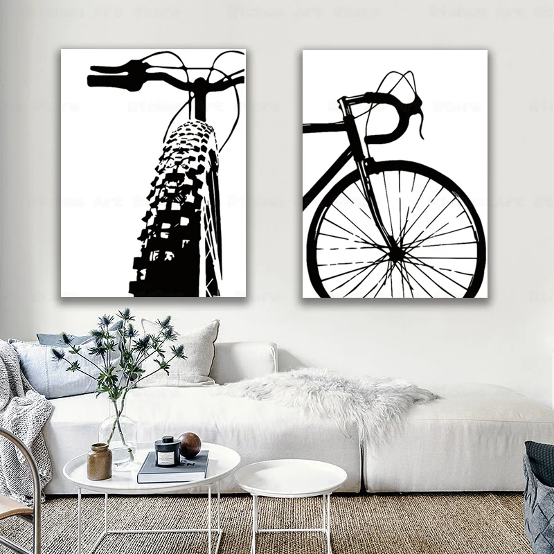 

Black Bicycle Art Cycling Canvas Painting Motivational Wall Art Pictures Bike Prints And Posters Gift Kids Room Home Decor