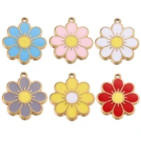 5pcslot stainless steel cute enamel flower earring charms for jewelry making bulk diy necklaces pendants items wholesale crafts