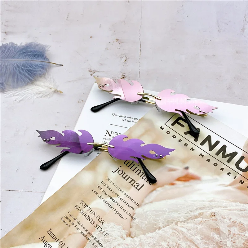 2020 модные солнечные очки в форме огненного пламени для женщин и мужчин без оправы