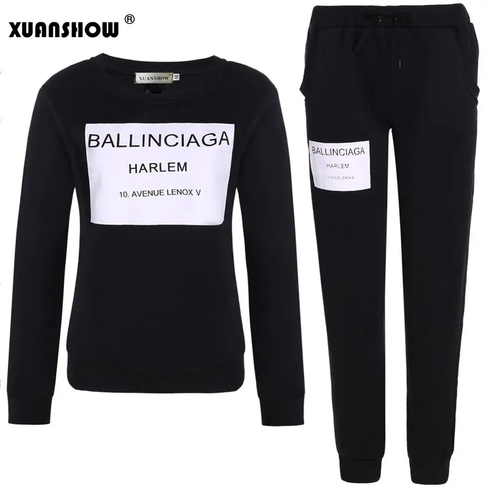 Женская спортивная одежда XUANSHOW осенне зимние спортивные костюмы с буквенным