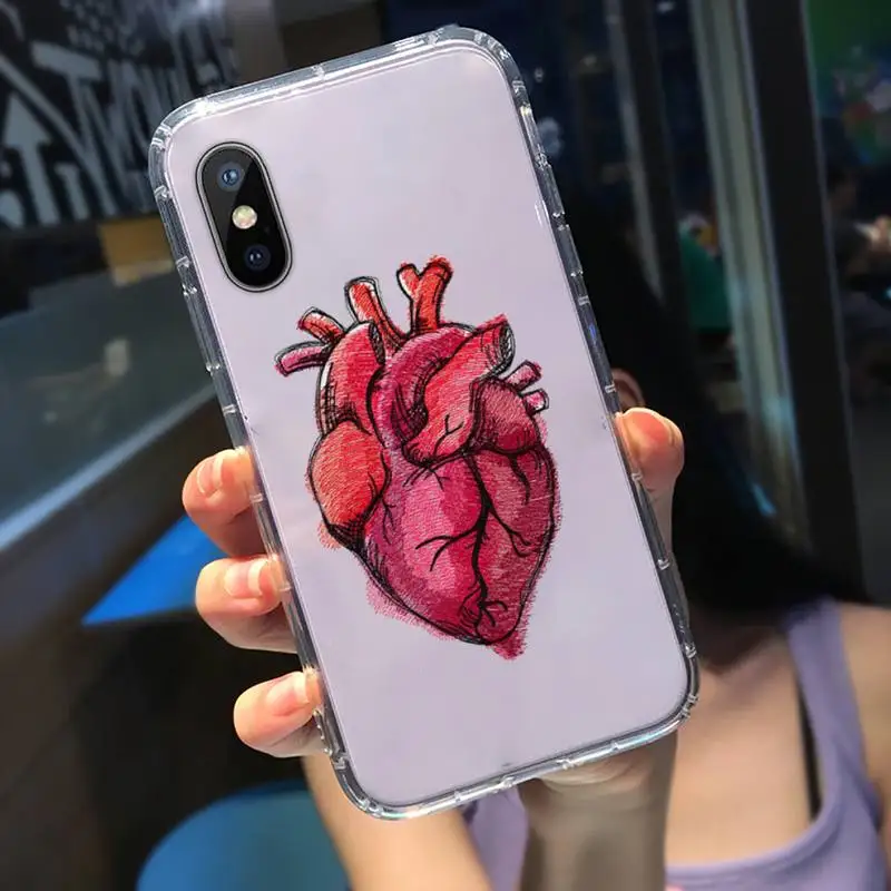 

Creative human heart Phone Case Transparent for iPhone 11 12 mini pro XS MAX 8 7 6 6S Plus X 5S SE 2020 XR