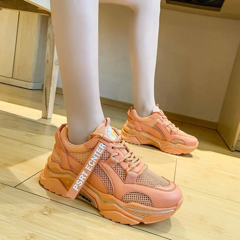 Женские высокие кроссовки на вулканизированной подошве сетчатые повседневные