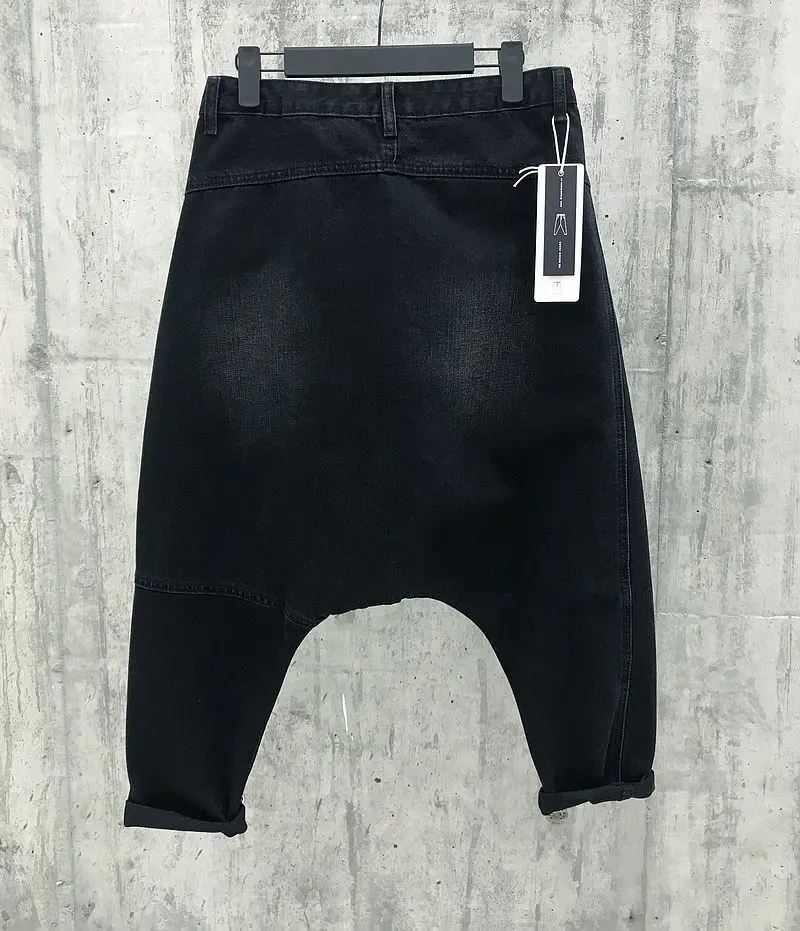 Women Low Drop Crotch baggy Loose Jeans black White Cowboy Cross-pants Streetwear dance Harem trousers Harajuku Denim Jogger