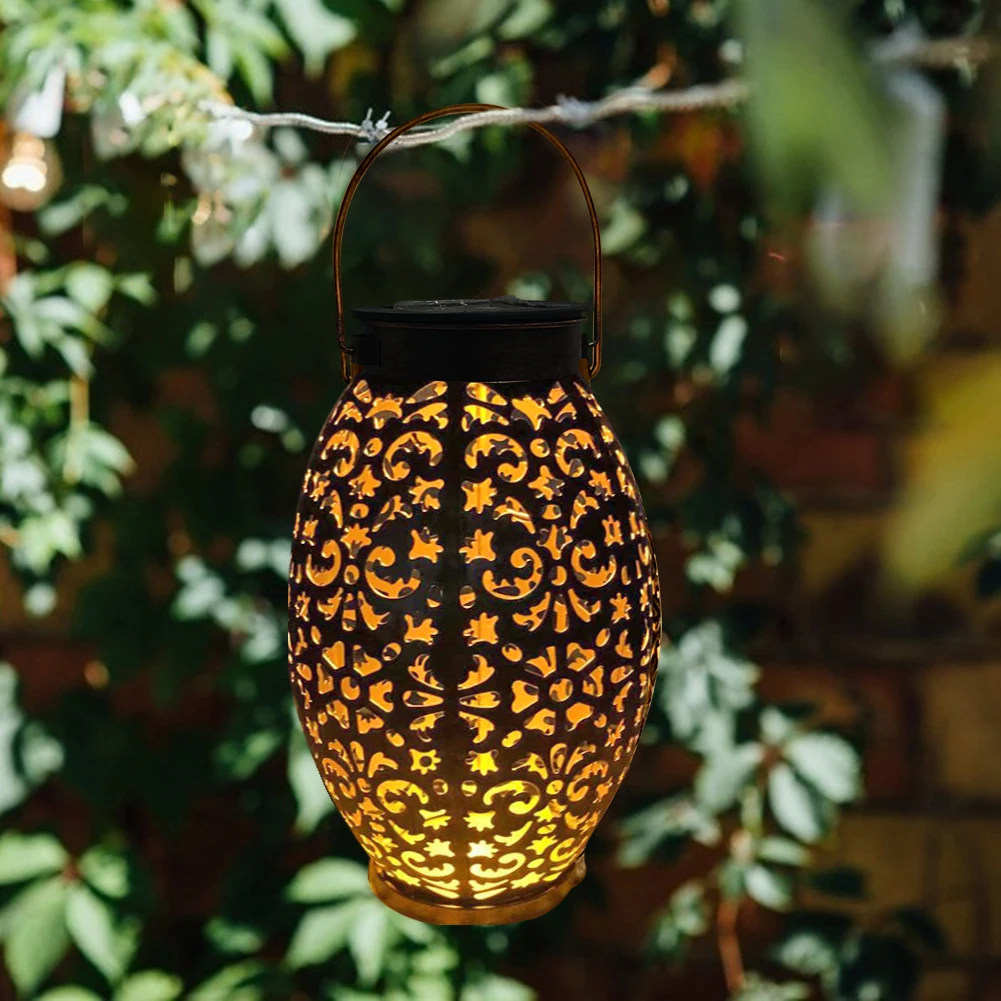 Солнечного света ручка наружные садовые фонари Декор Ретро полые Фонари