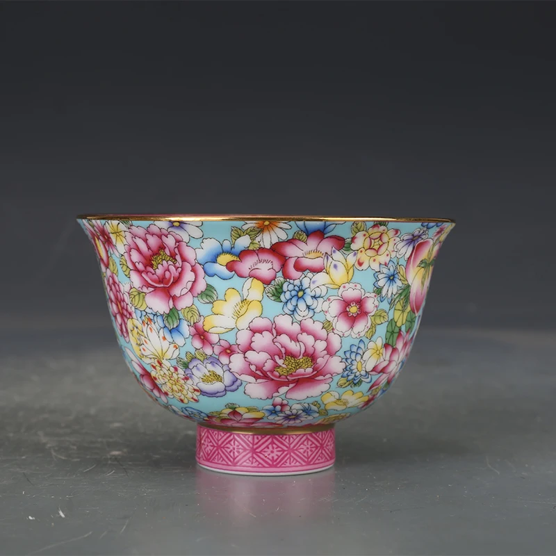 

Qing Qianlong Porcelain Enamel Colorful Flower Master Cup Tea Cup Antique Porcelain Collection