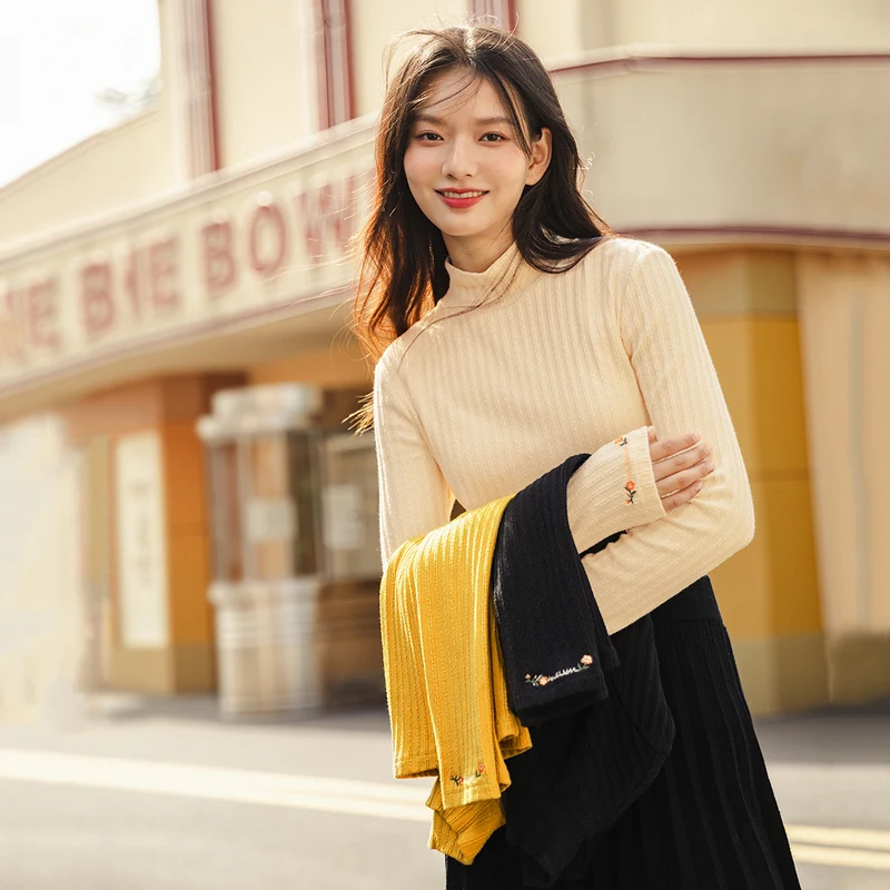 

Рубашка женская хлопковая эластичная, с длинным рукавом и капюшоном, Осень-зима, женская футболка с вышивкой