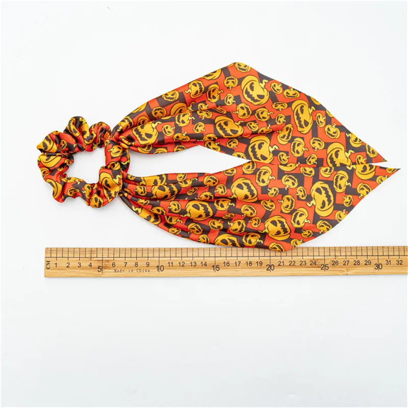 

New Halloween Hair Band Christmas Hair Scrunchies Tie Hair Rope Ponytail Long Ribbon Elastic Hair Ring Vintage Headwear