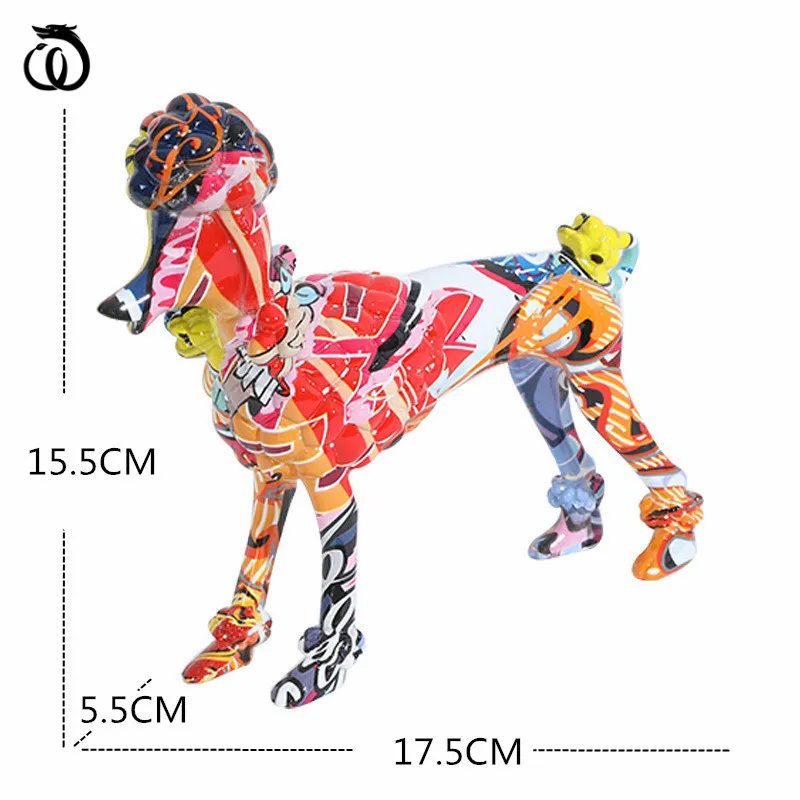 

Painted Poodle Art Sculpture Home Decor Colorful Dog Abstract Animal Statue Resin Craft Creativity Europe Room Decoration R7214