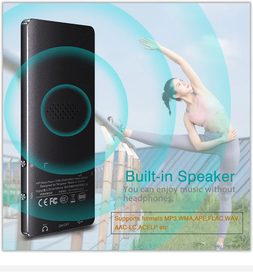 REDANT Bluetooth MP3 плеер hifi lossless мини музыкальный плеер с fm-радио динамик наушники, спорт MP 3 портативный металлический walkman