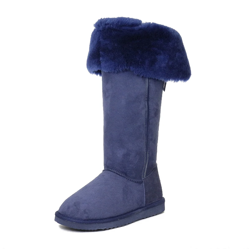 Royal blue Зимние сапоги из натуральной овечьей кожи наивысшего качества; сапоги на натуральном меху; женские зимние сапоги; женские высокие сапоги; теплая зимняя обувь - Цвет: Royal blue