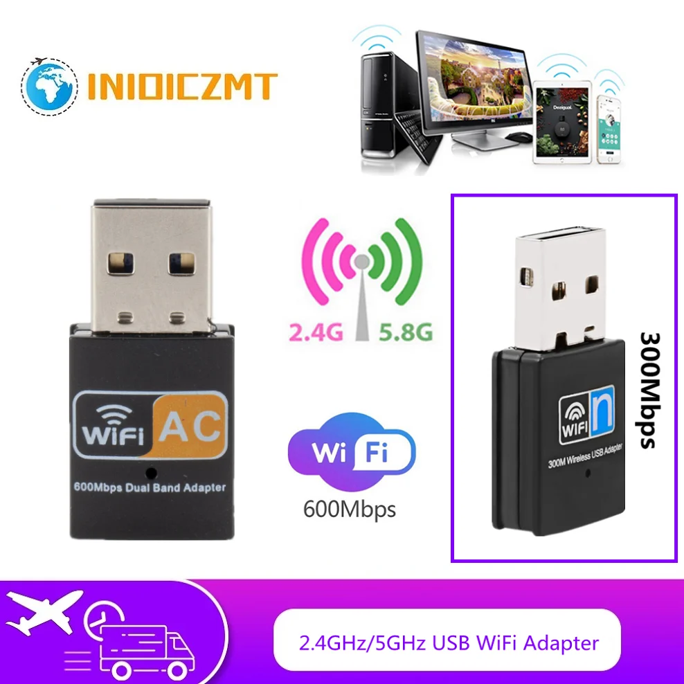 

USB Wi-Fi адаптер INIOICZMT, 600 Мбит/с, 2,4 ГГц