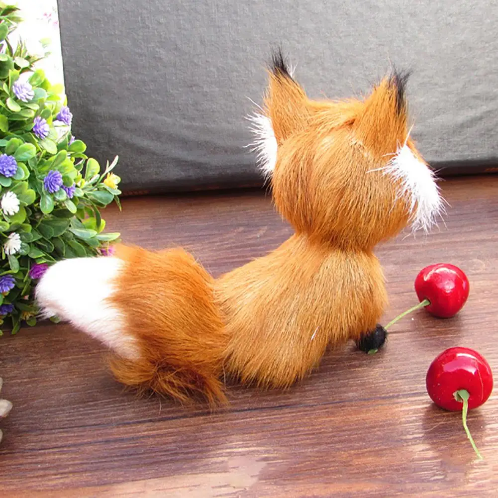 

Simulation Faux Fur Squatting Fox Lovely Cartoon Model Ornament Toy Home Decor Birthday Gift