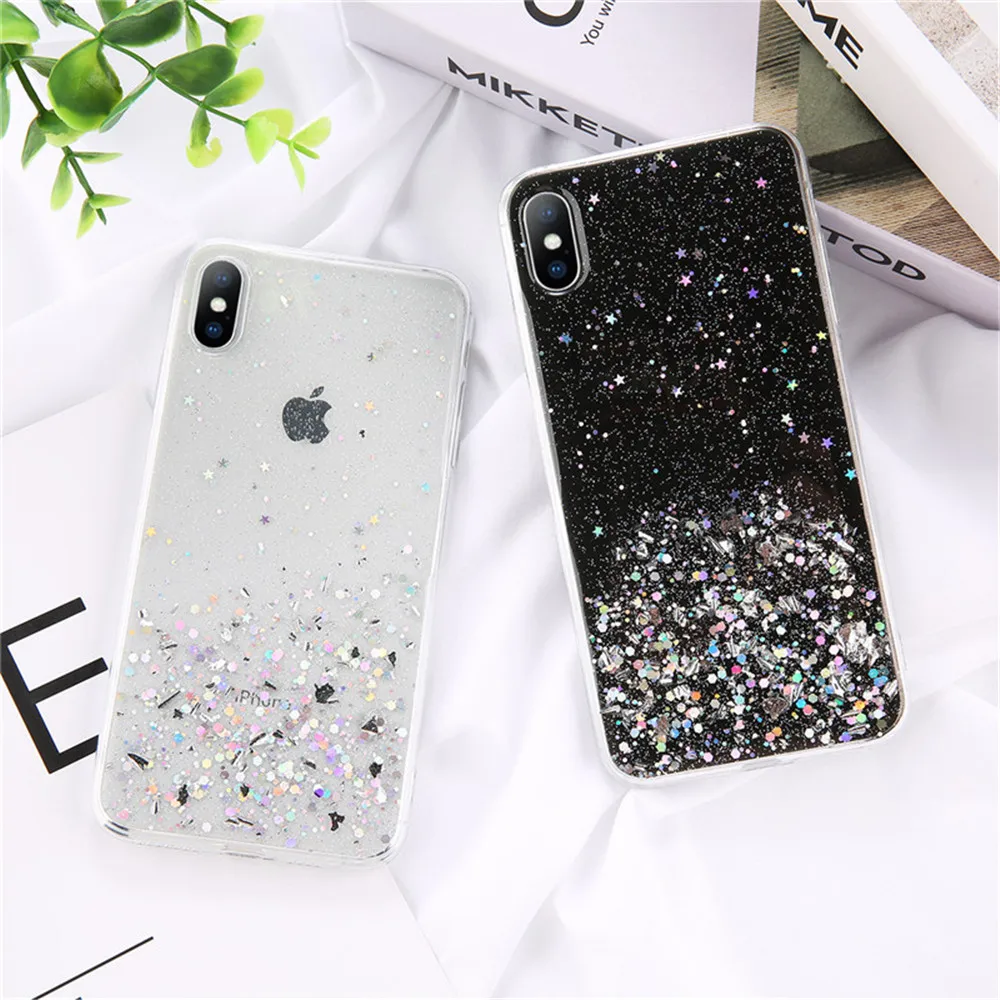 Lovebay блестящий чехол с блестками для iphone 11, 8, 7 Plus, 6, 6 S, прозрачный мягкий чехол из ТПУ для iphone 11 Pro, X, XR, XS Max, задняя крышка