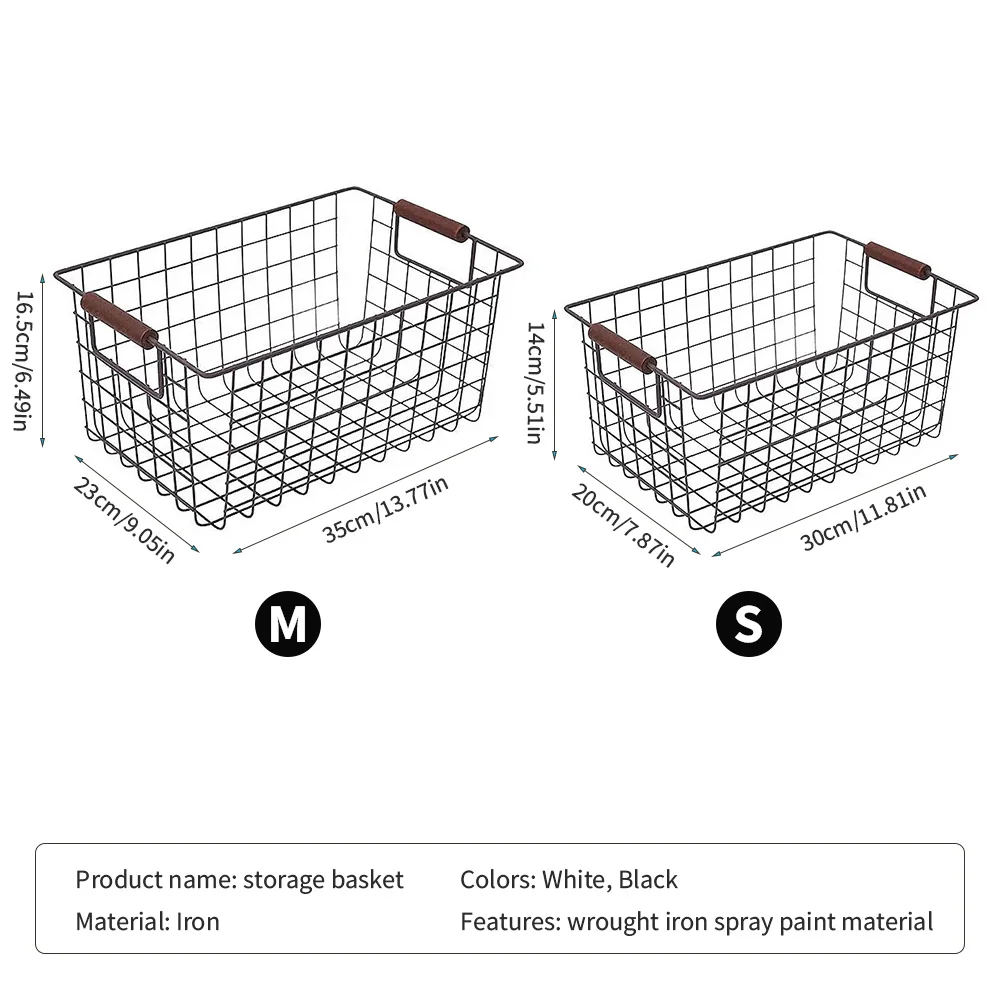 

Japanese Simple Iron Art Storage Basket Kitchen Sundries Snacks Storage Basket Laundry Basket With Handles Desktop Organizer