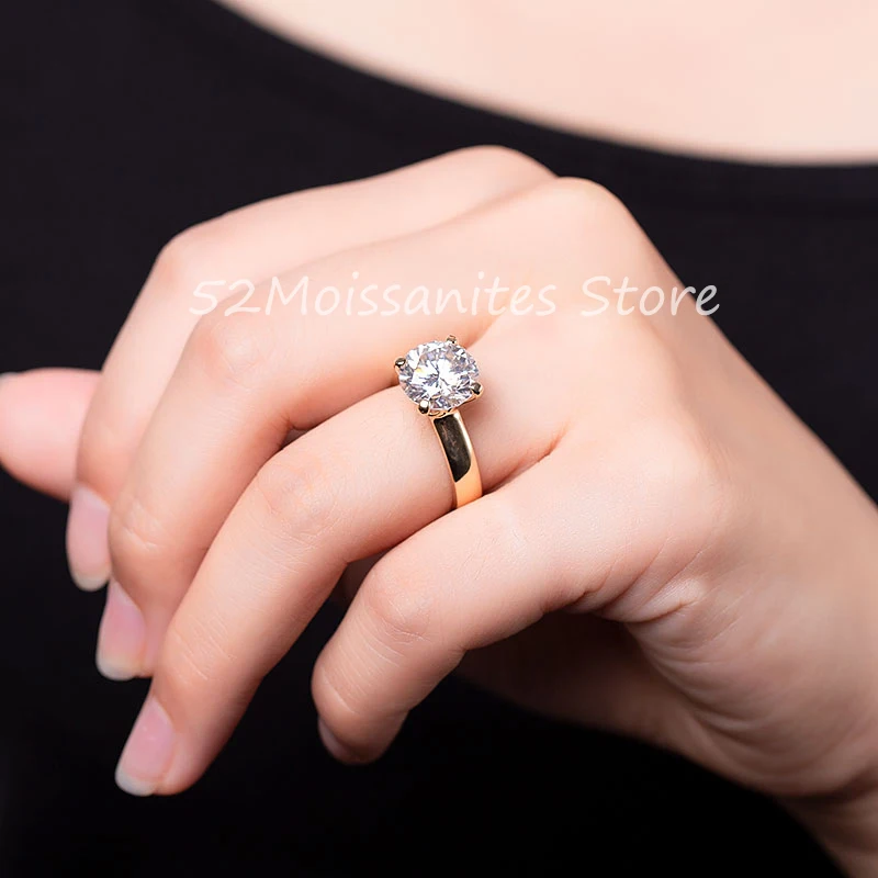 

2021 Hot Sale Custom Design Jewelry Super White Round Cut 14K YellowGOLD Loose Moissanite Diamond Ring for Wedding