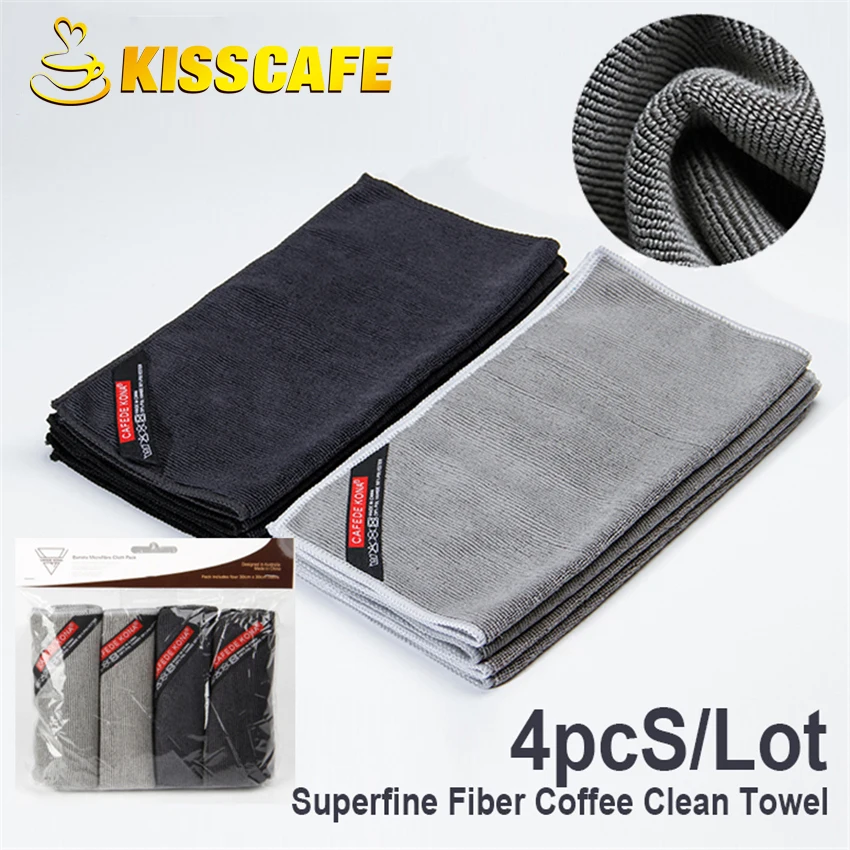 

4pc/lot Superfine Fiber Coffee Clean Towel High Fiber Towels For Cafe Shop Match Special Kitchen Scarf 30X30 Coffee Tools