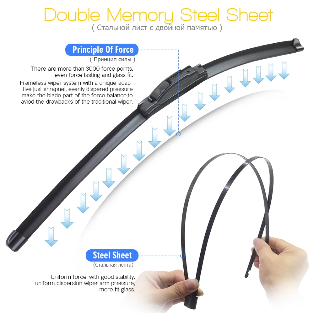 Buildreamen2 2 Pieces Car Styling Wiper Blade Windscreen Rubber For Chevrolet Aveo Fit J Hook / Pinch Tab Arms 2002-2018 | Автомобили и