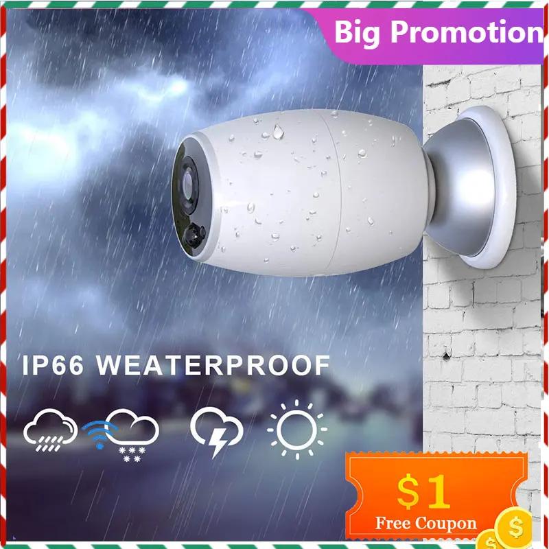 Акция! 1080P Беспроводной IP Камера Батарея приведенный в действие встроенной