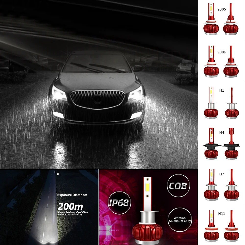 Новые поступления автомобильное светильник s головной светодиодный H4 H7 9003 HB2 H11 H1