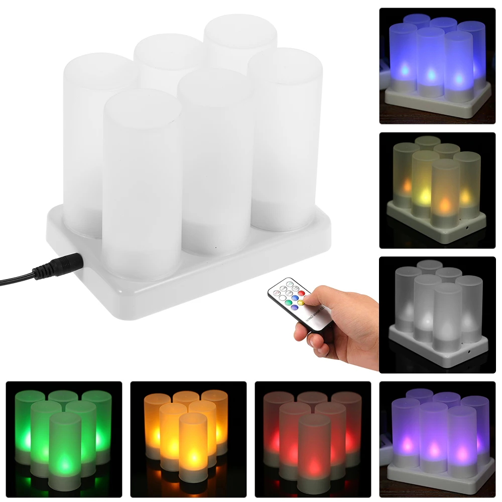 

Colorful Led Candle Rechargeable Candle Light Led Candle With Flickering Flame USB Tealight Candles with Remote Control