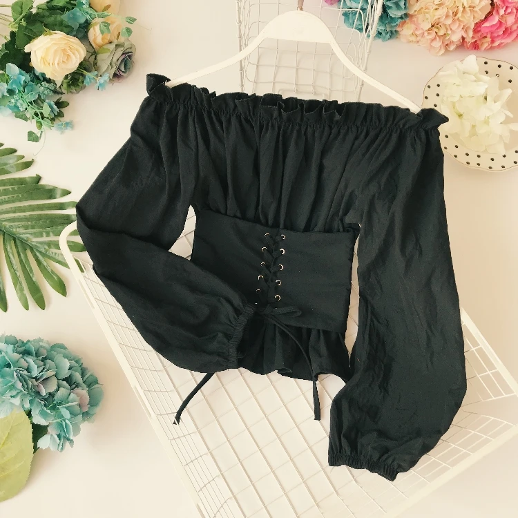 

women blouse 2020 spring clothes ladies tops streetwear sexy Slash neck Puff Sleeve ruffle blouse Solid tunic white women shirts