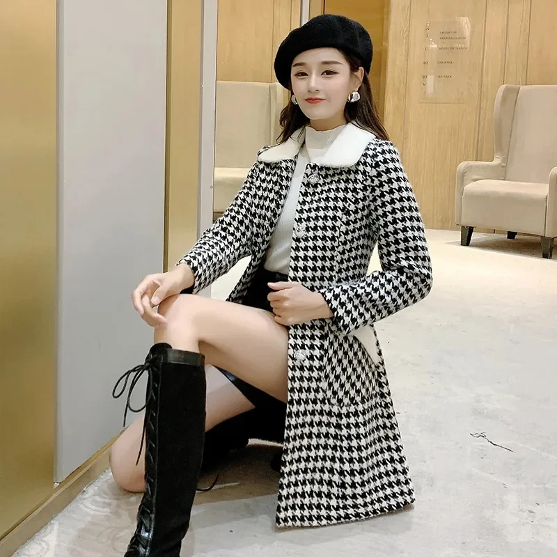 

Women's Woolen Coat 2021 New Female Winter Jacket Thicken Keep Warm Imitation Gold Mink Wool Coats Female Overcoat Outerwear